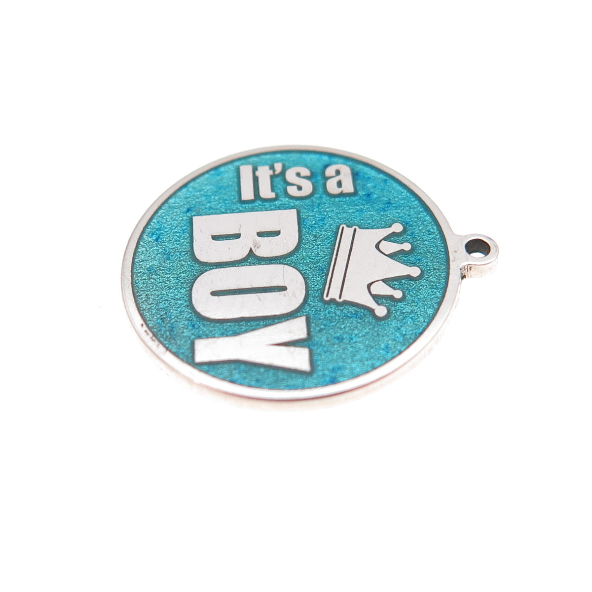925 Sterling Silver Turquoise Enamel It's A Boy Charm Pendant