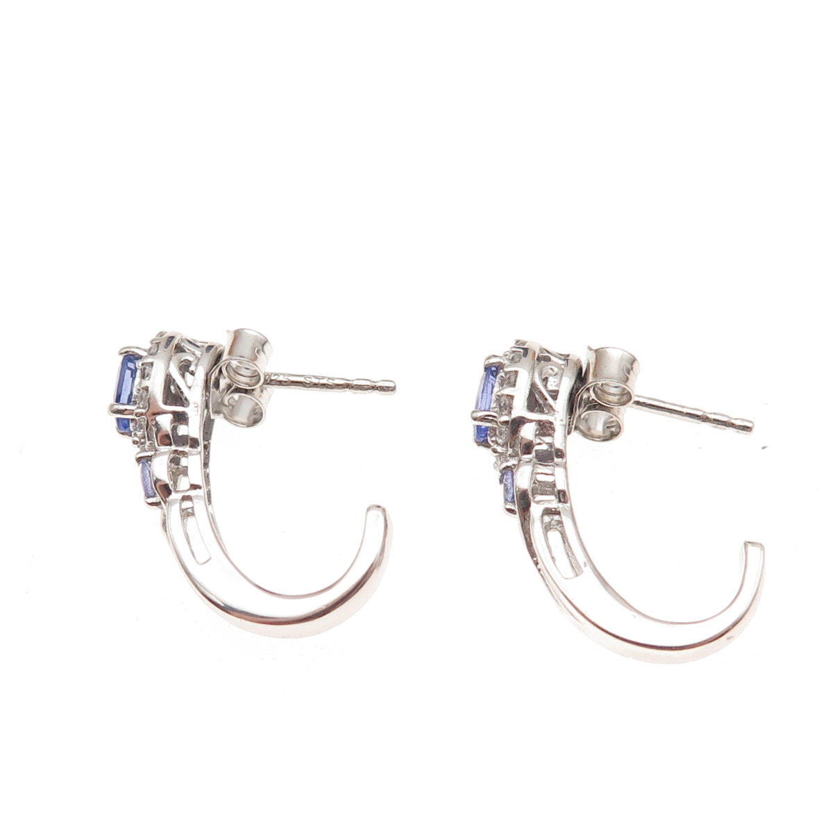 Chuck Clemency 925 Sterling Silver Real Tanzanite & White Topaz Claw Earrings