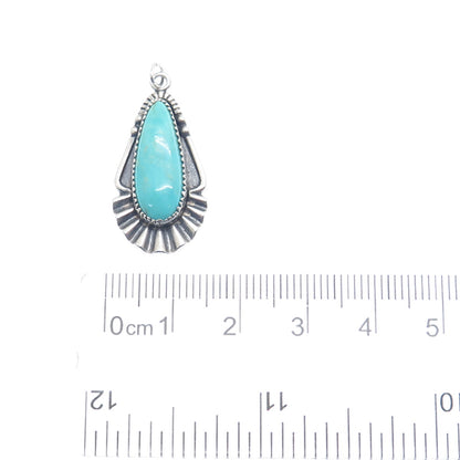 BELL TRADING POST Old Pawn 925 Sterling Vintage Lone Mountain Turquoise Pendant