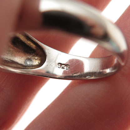 925 Sterling Silver Vintage Oval-Cut C Z Modernist Ring Size 9