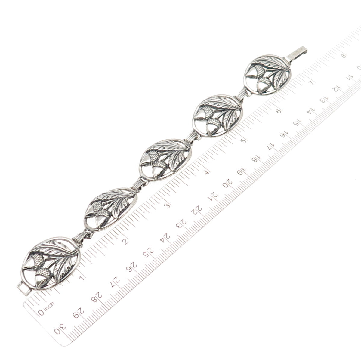 Danecraft 925 Sterling Silver Antique Art Deco Acorn Oxidized Bracelet 7.5"