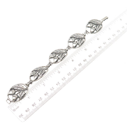 Danecraft 925 Sterling Silver Antique Art Deco Acorn Oxidized Bracelet 7.5"