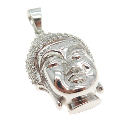 925 Sterling Silver Round-Cut C Z Buddha Pendant