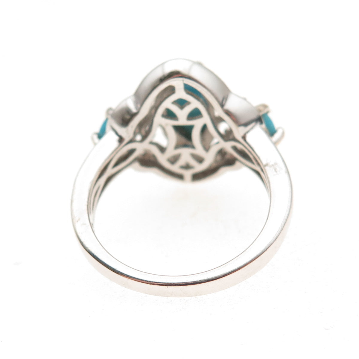 Chuck Clemency 925 Sterling Silver Real Turquoise & White Topaz Ring Size 8