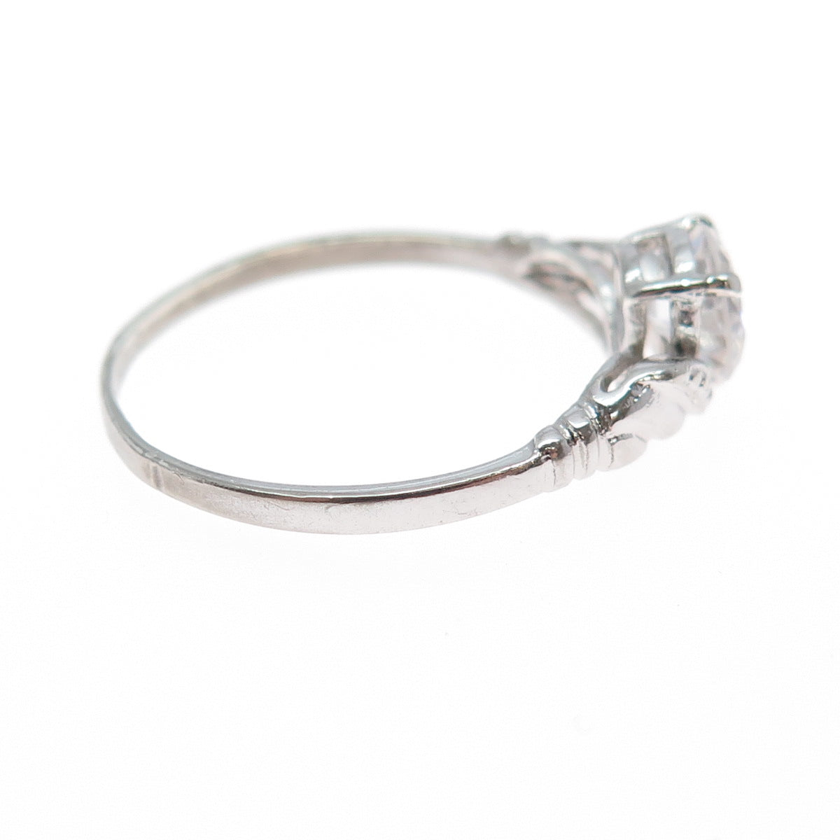 VARGAS & LIND Sterling Silver Vintage Round-Cut C Z Engagement Ring Size 11.25
