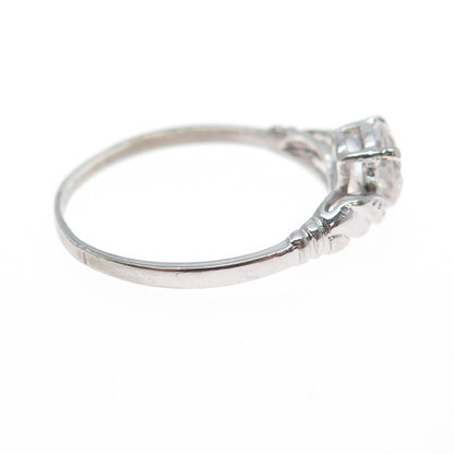 VARGAS & LIND Sterling Silver Vintage Round-Cut C Z Engagement Ring Size 11.25