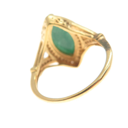 925 Sterling Silver Gold Plated Real Round-Cut Diamond & Emerald Ring Size 7.75