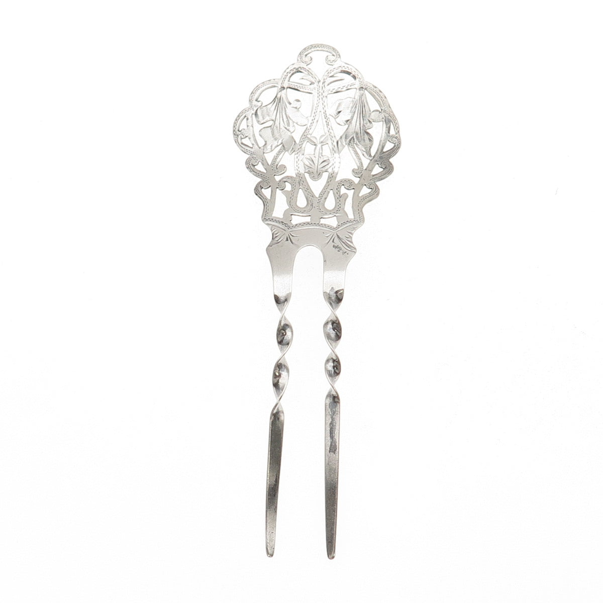 925 Sterling Silver Antique Art Deco Floral Hair Double Pin