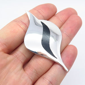 925 Sterling Silver Vintage Wood Modernist Pin Brooch