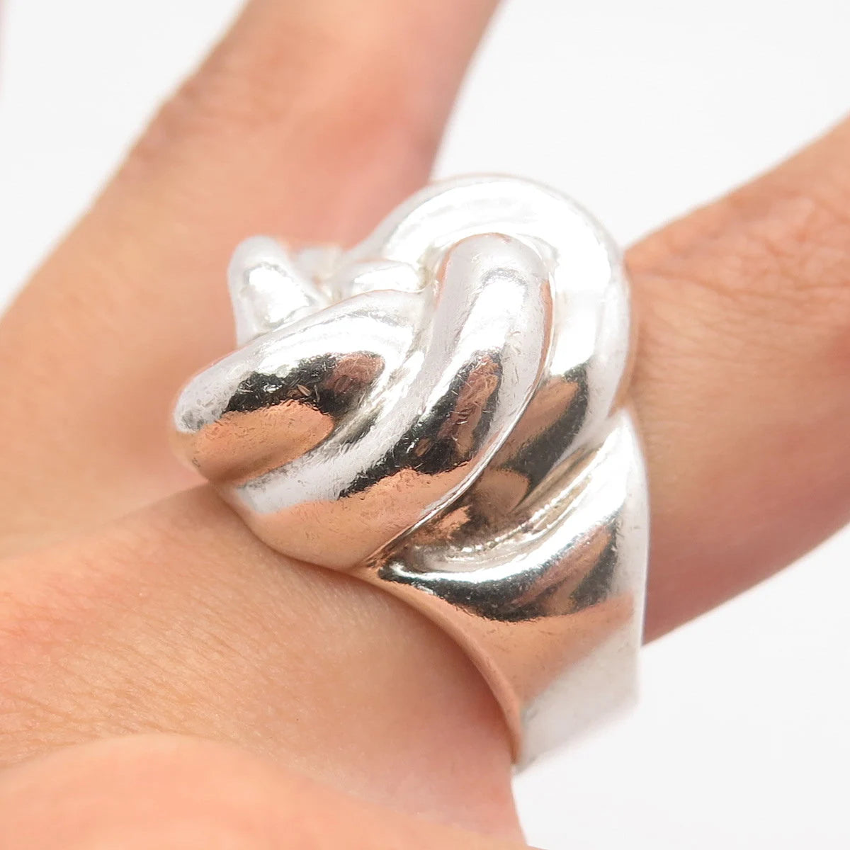 925 Sterling Silver Vintage Mexico Ribbed Ring Size 7.25