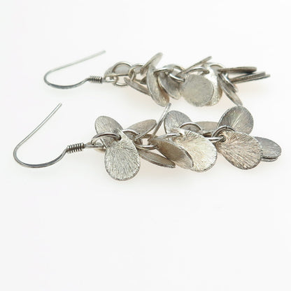 925 Sterling Silver Vintage Modernist Drop Dangling Earrings