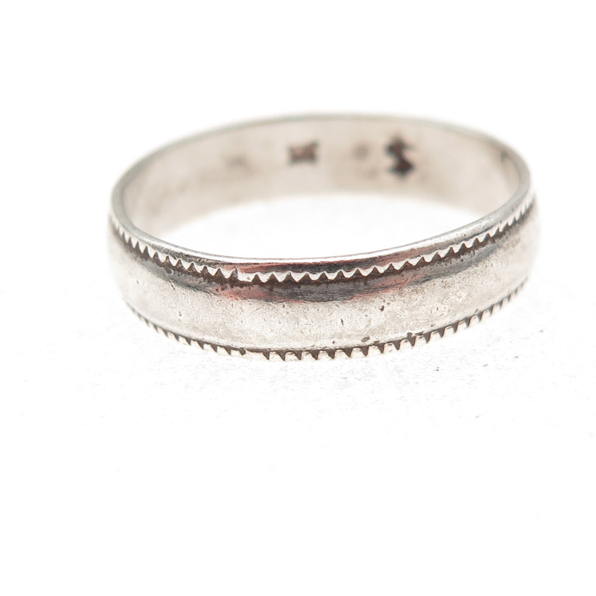 Shube 925 Sterling Silver Vintage Oxidized Band Ring Size 9.75