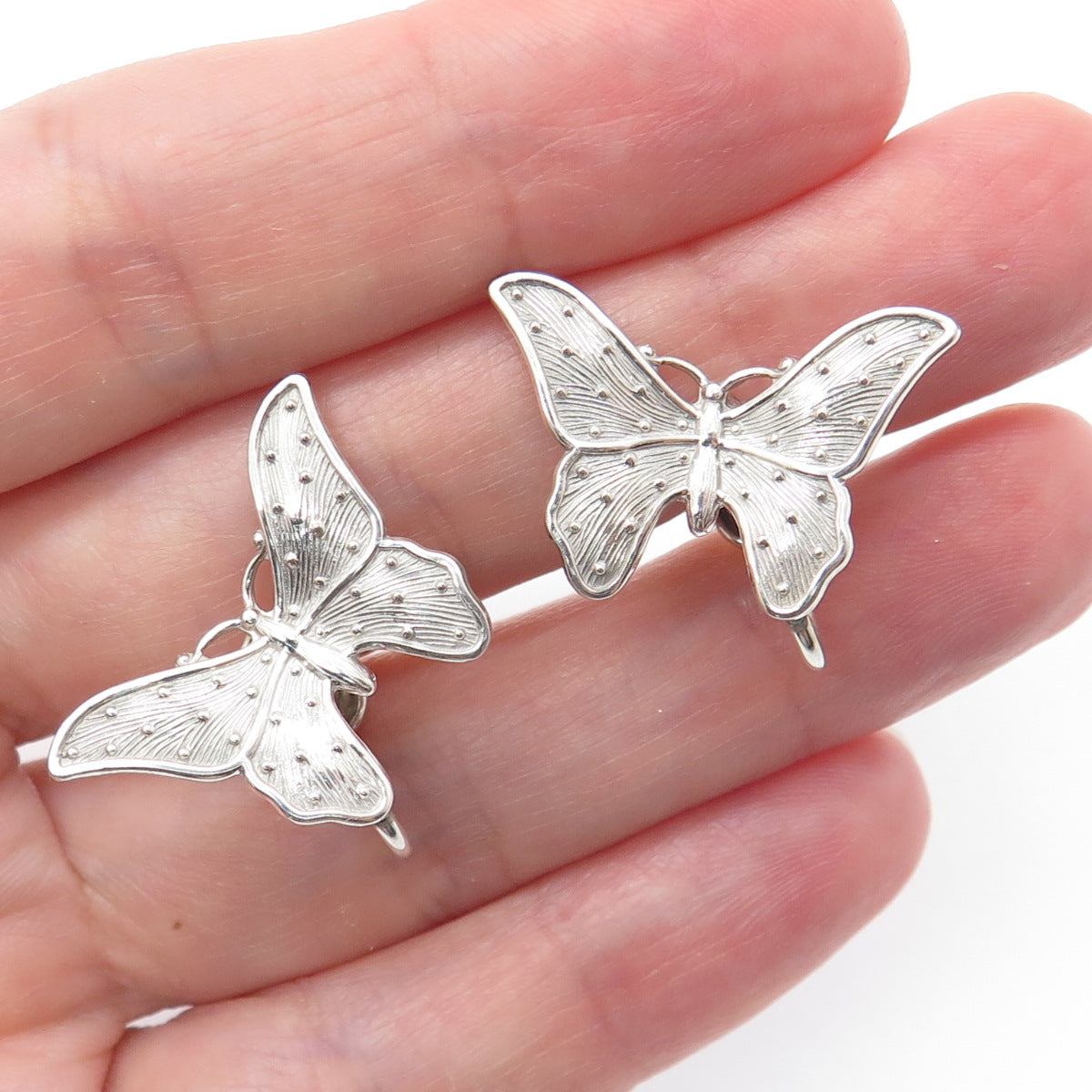 BEAU 925 Sterling Silver Vintage Butterfly Screw Back Earrings