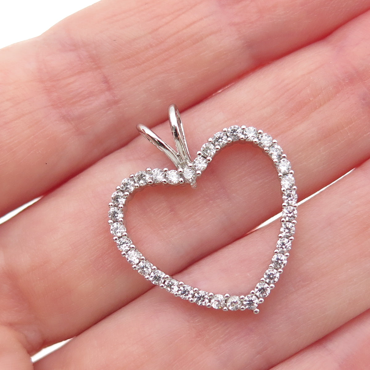 925 Sterling Silver Round-Cut C Z Heart Mini Charm Pendant