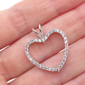 925 Sterling Silver Round-Cut C Z Heart Mini Charm Pendant