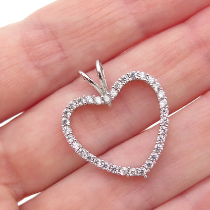 925 Sterling Silver Round-Cut C Z Heart Mini Charm Pendant