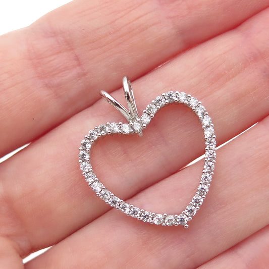 925 Sterling Silver Round-Cut C Z Heart Mini Charm Pendant
