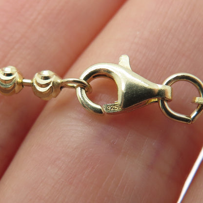 925 Sterling Silver Gold Plated Italy Diamond-Cut Ball Beaded Chain Necklace 24"