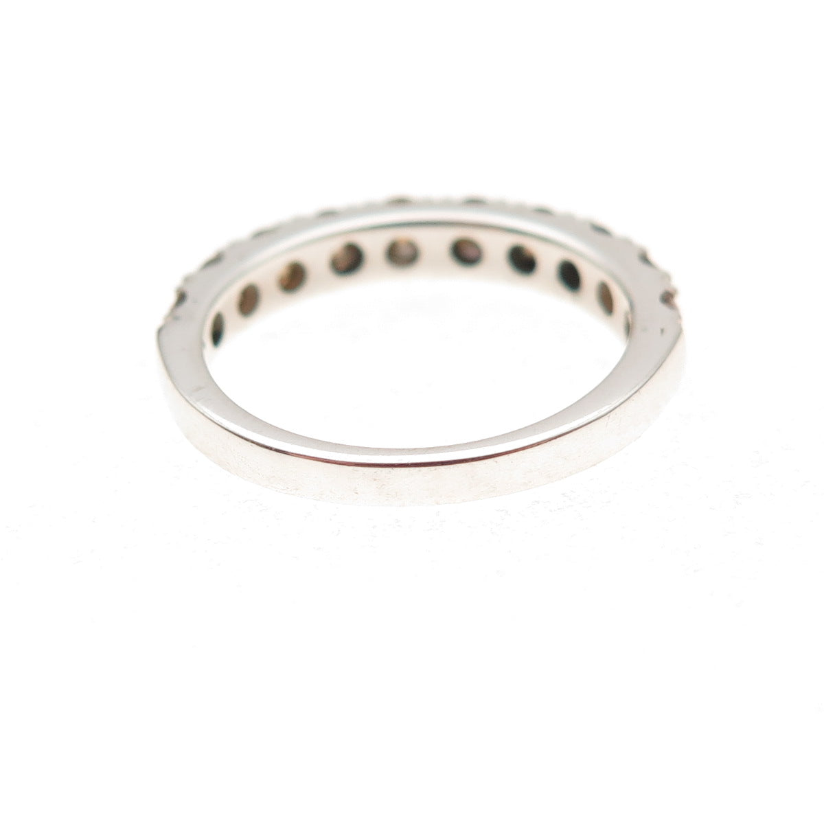 925 Sterling Silver Real Cognac Diamond Half Eternity Band Ring Size 5.25