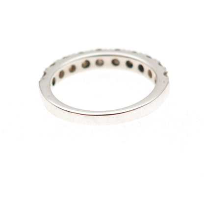 925 Sterling Silver Real Cognac Diamond Half Eternity Band Ring Size 5.25