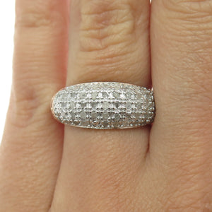 DEE BERKLEY JEWELRY 925 Sterling Silver 2-Tone Diamond Floral Ring Size 7.25