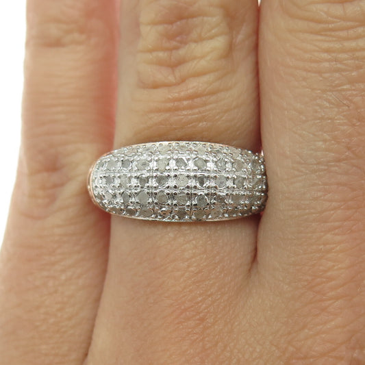 DEE BERKLEY JEWELRY 925 Sterling Silver 2-Tone Diamond Floral Ring Size 7.25