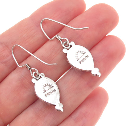 Sunrise Old Pawn Sterling Silver Vintage Abalone Shell Tribal Dangle Earrings