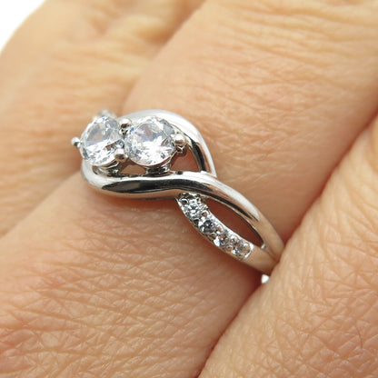 SAI 925 Sterling Silver Round-Cut C Z Engagement Ring Size 7