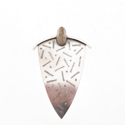 Elizabeth Nowers 925 Sterling Vintage Real Rutilated Quartz Modernist Pin Brooch