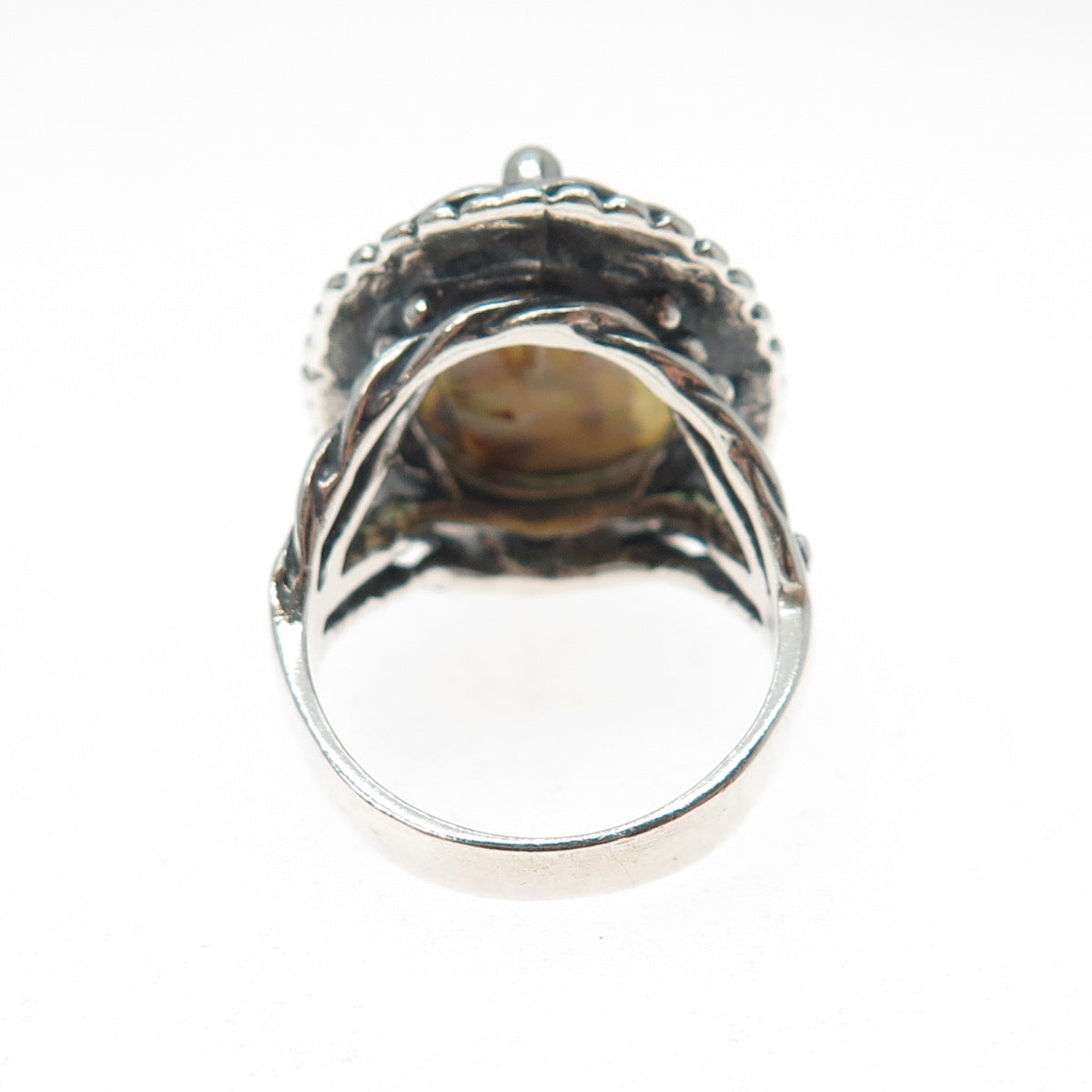 CAROLYN POLLACK 925 Sterling Silver Vintage Doublet Abalone Shell Ring Size 7.25
