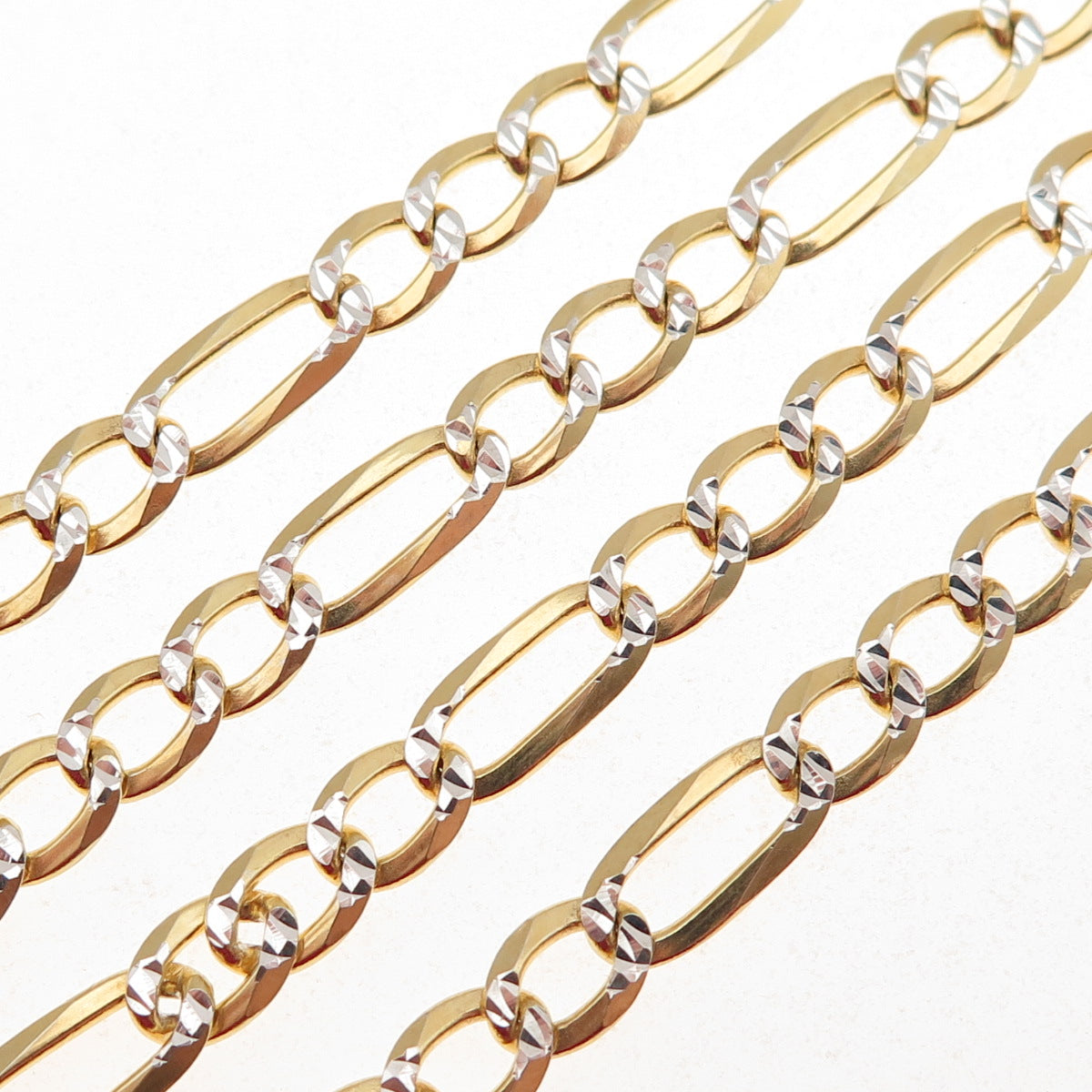 P. LUX 925 Sterling Silver 2-Tone Italy Diamond-Cut Figaro Chain Necklace 20"