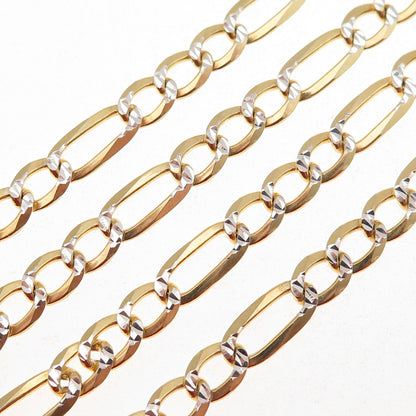 P. LUX 925 Sterling Silver 2-Tone Italy Diamond-Cut Figaro Chain Necklace 20"
