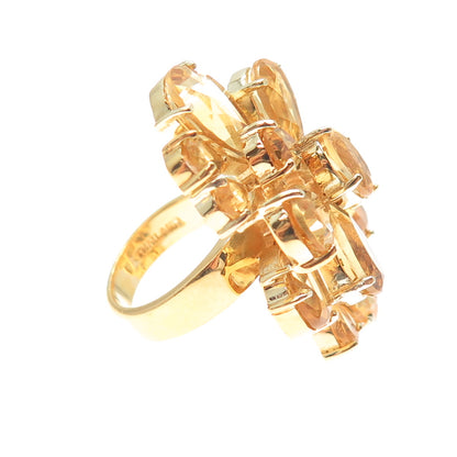 CHAPAL ZENRAY Sterling Silver Gold Plated Real Citrine Cluster Ring Size 5.75