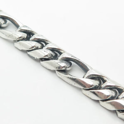 925 Sterling Silver Vintage Heavy Figaro Link Bracelet 8"