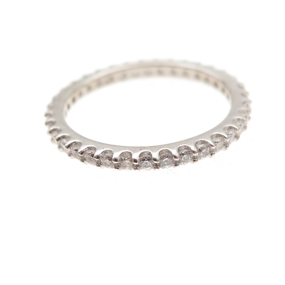 925 Sterling Silver Round-Cut C Z Eternity All Around Band Ring Size 5