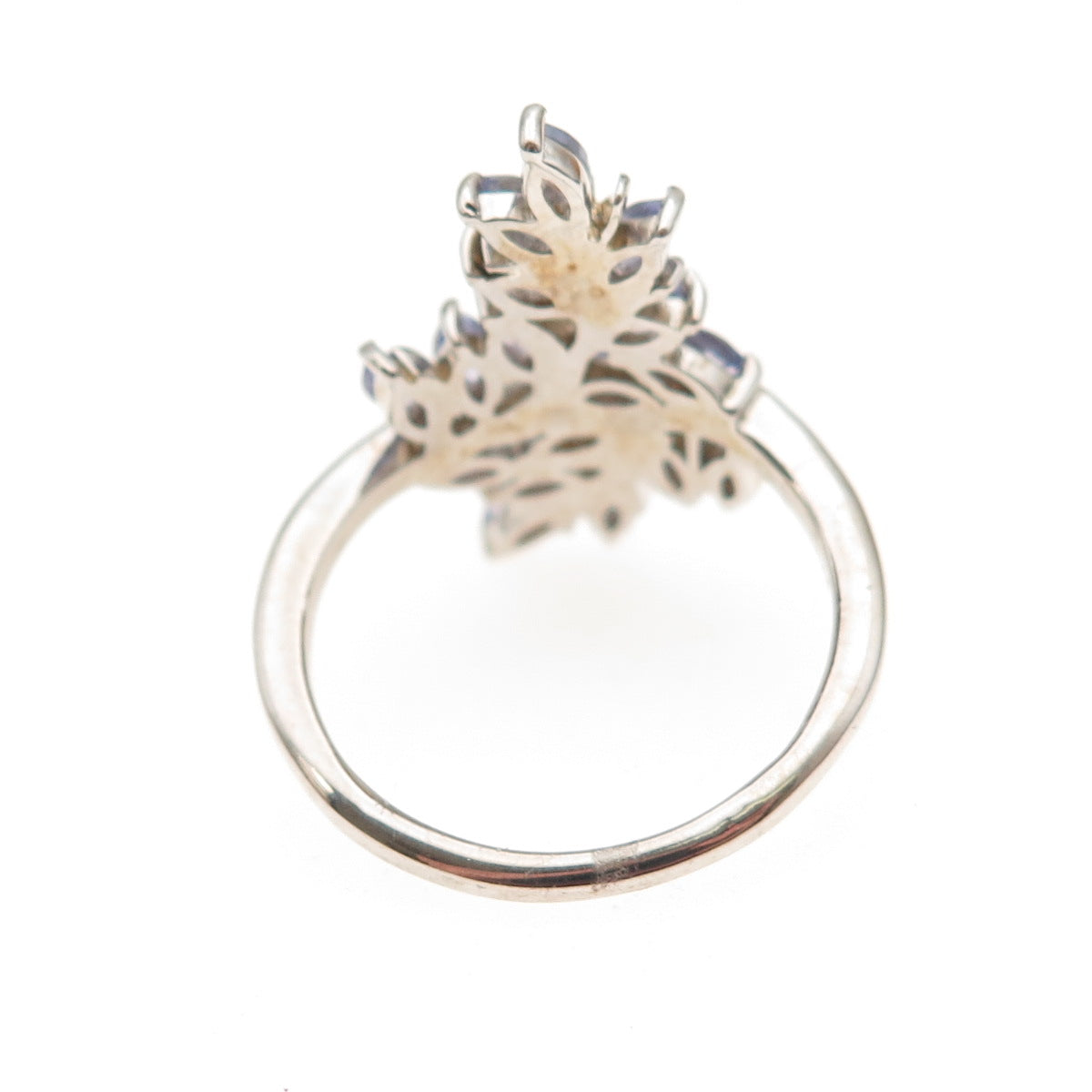 Chuck Clemency 925 Sterling Silver Real Tanzanite Floral Bypass Ring Size 8
