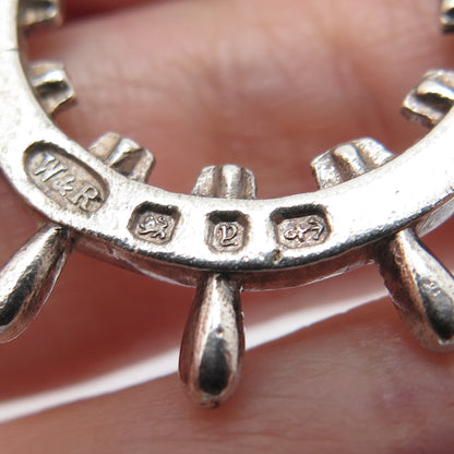 WILMOT & ROBERTS 925 Sterling Antique 1898 Birmingham Anchor Ship Wheel Pendant