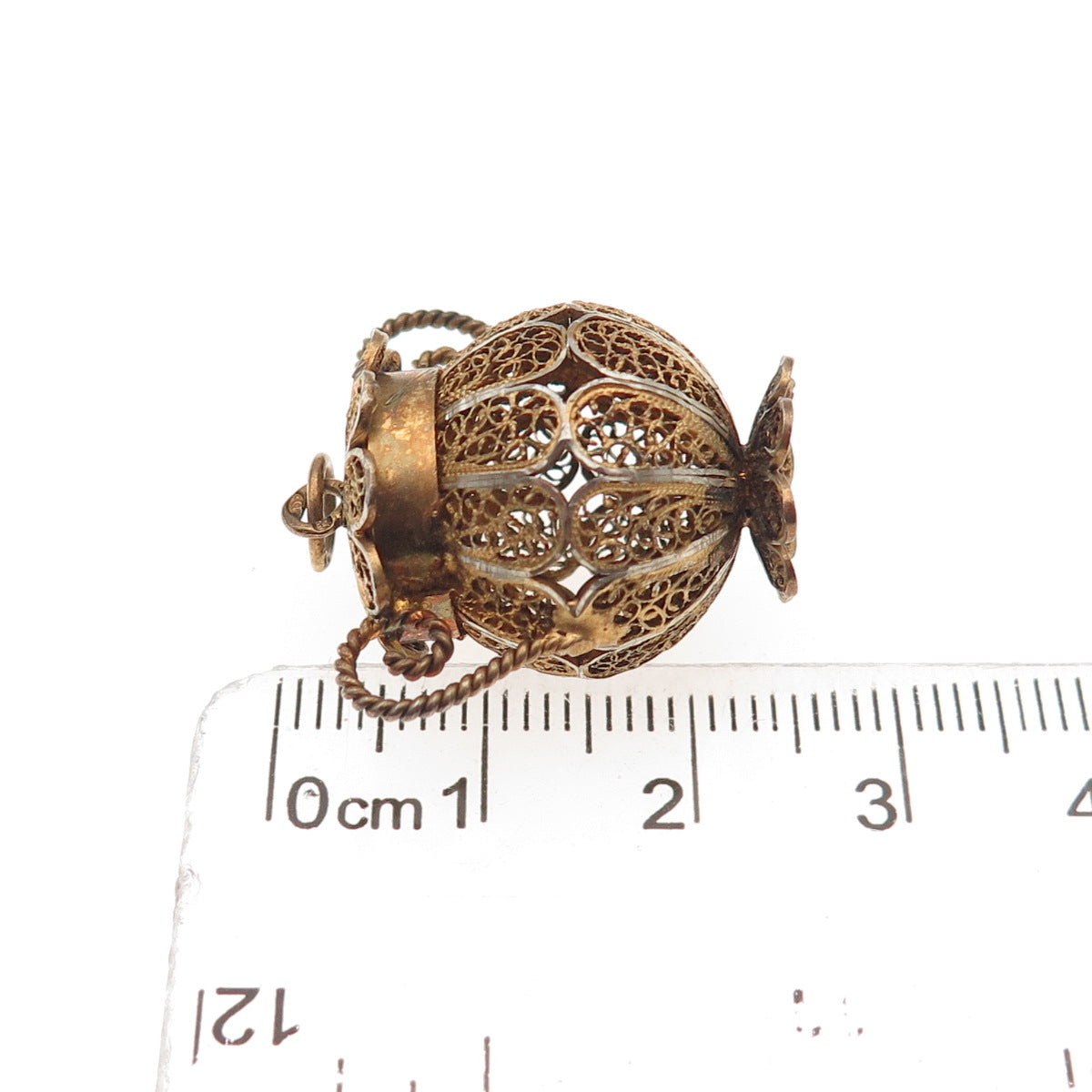 833 Silver Gold Plated Antique Art Deco Portugal Filigree Pot 3D Charm Pendant