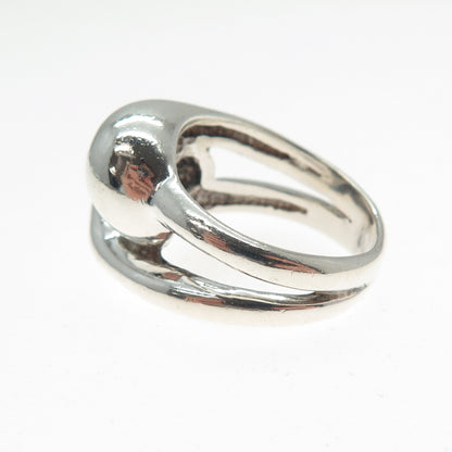 925 Sterling Silver Vintage Modernist Yin Yang Ring Size 6.5