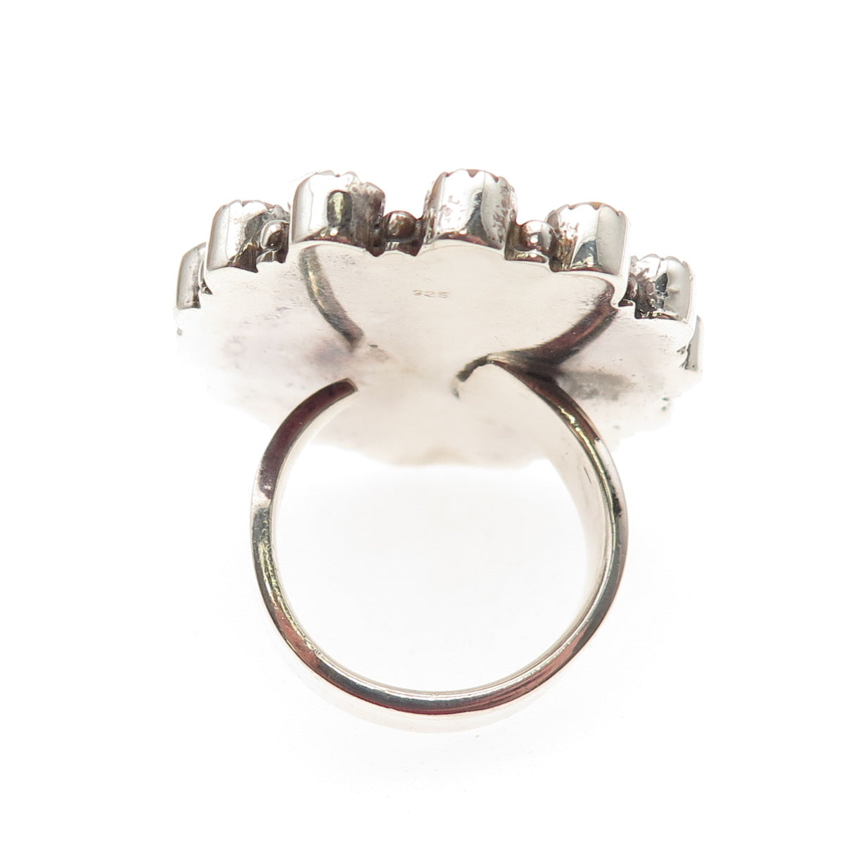 925 Sterling Silver Vintage Real Pink Mohave Turquoise Conch Shell Ring Size 9.5