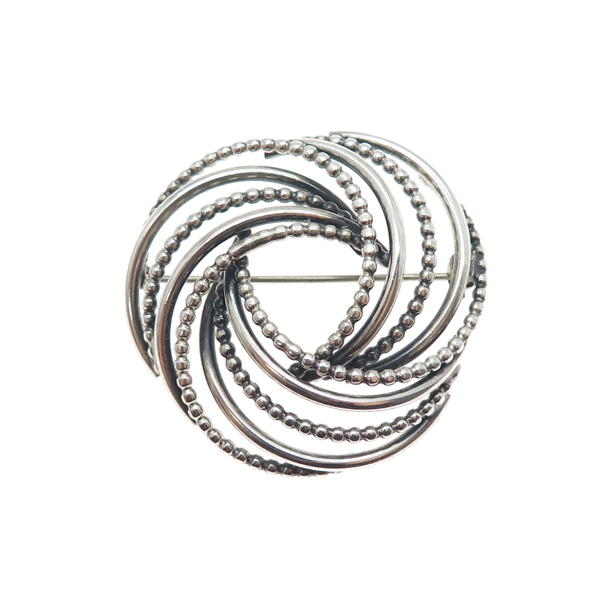 BEAU 925 Sterling Silver Vintage Interlocked Trinity Oxidized Pin Brooch