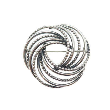 BEAU 925 Sterling Silver Vintage Interlocked Trinity Oxidized Pin Brooch