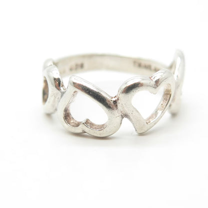 925 Sterling Silver Vintage Open Heart Half Round Ring Size 6