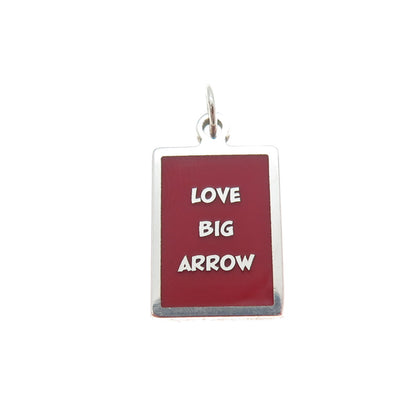 925 Sterling Silver Red Enamel Love Big Arrow Minimalist Charm Pendant
