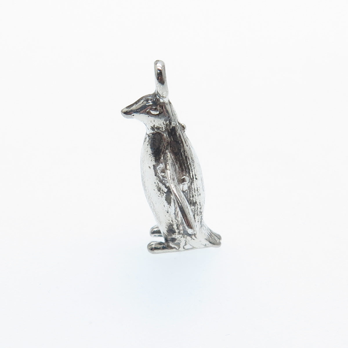 925 Sterling Silver Vintage Pinguin Minimalist 3D Charm Pendant