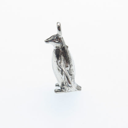 925 Sterling Silver Vintage Pinguin Minimalist 3D Charm Pendant