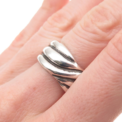 Chapal Zenray 925 Sterling Silver Vintage Modernist Oxidized Ring Size 7.75