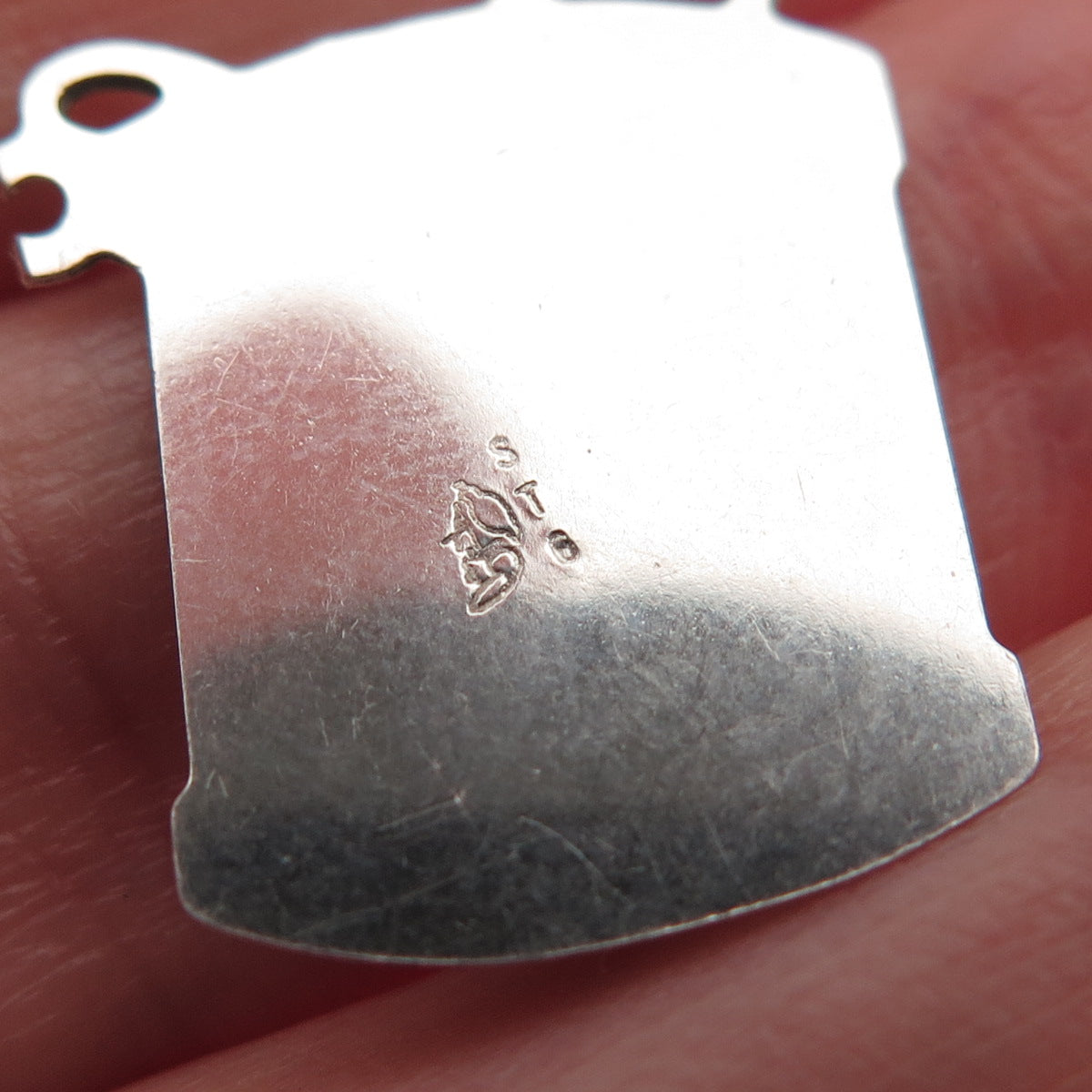 925 Sterling Silver Vintage Drum Tag Mini Charm Pendant