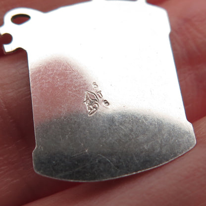925 Sterling Silver Vintage Drum Tag Mini Charm Pendant