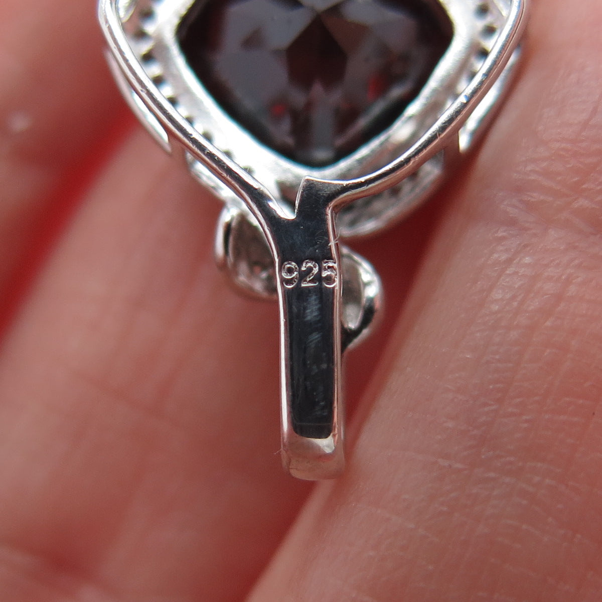 925 Sterling Silver Real Round-Cut Diamond & Red Garnet Mini Charm Pendant